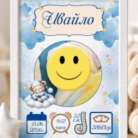 Бебешка визитка със снимка и мече