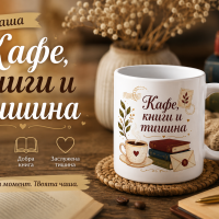Подаръчна чаша „Кафе, книги и тишина“