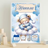 Бебешки постер визитка (спящо мече)